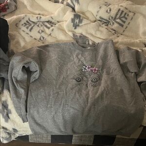 Gray Sweatshirt with Floral Car Design